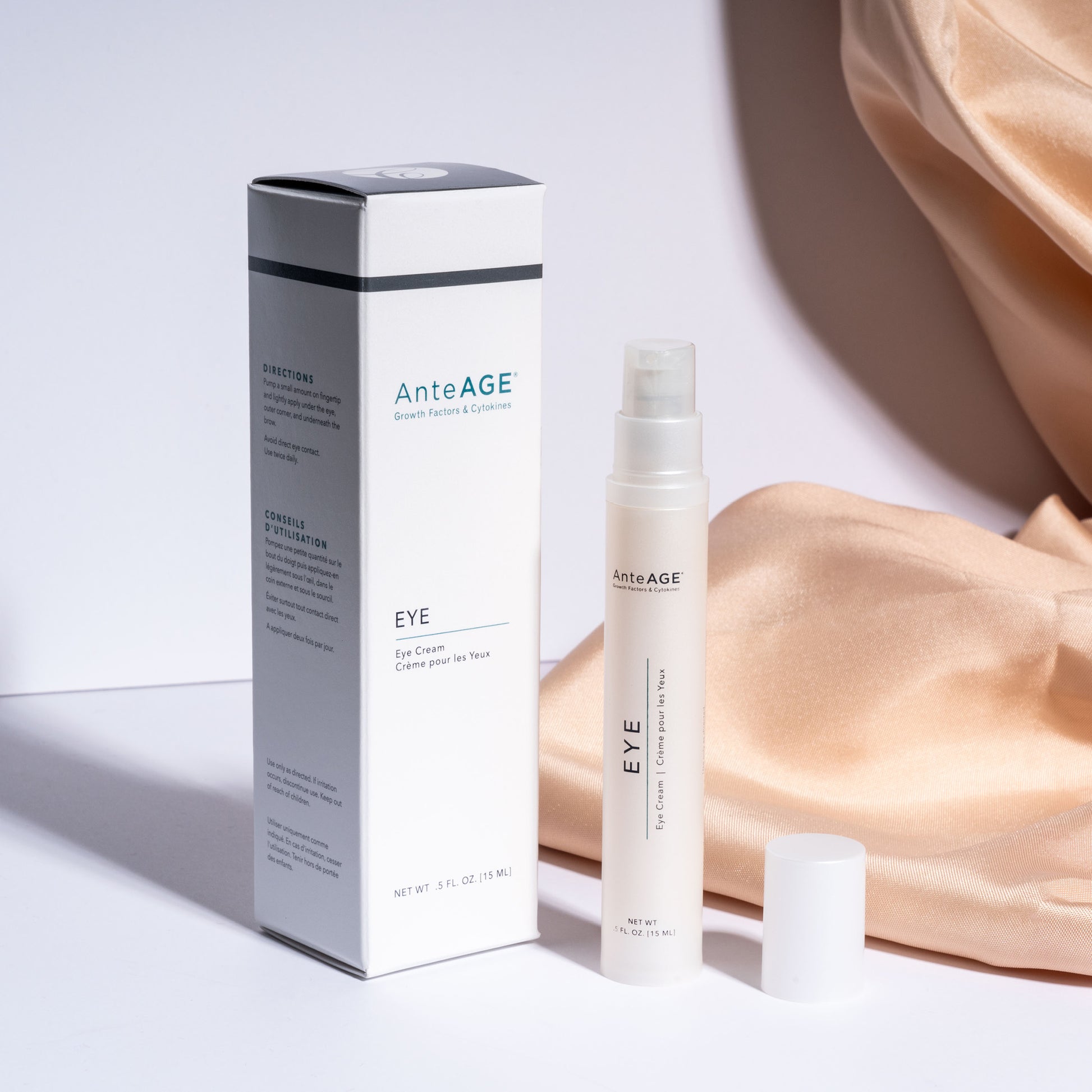 AnteAGE eye cream packaging with a dropper on a light background