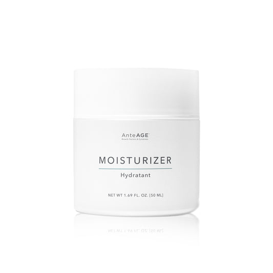 White moisturizer jar with 'AnteAGE' branding on a white background