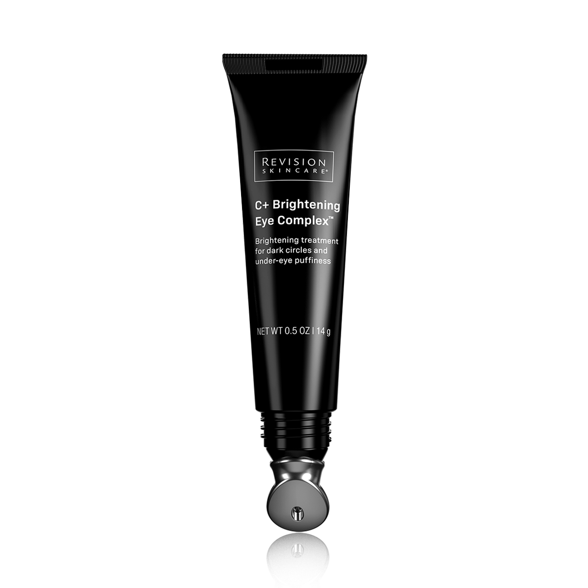 Black tube of Revision Skincare C+ Brightening Eye Complex on a white background