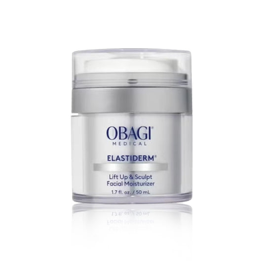 A jar of Obagi ELASTIDERM Lift Up & Sculpt Moisturizer.