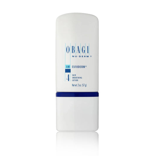 A bottle of Obagi Nu-Derm Exfoderm Forte, a skin care product designed for exfoliation and promoting a smoother complexion.