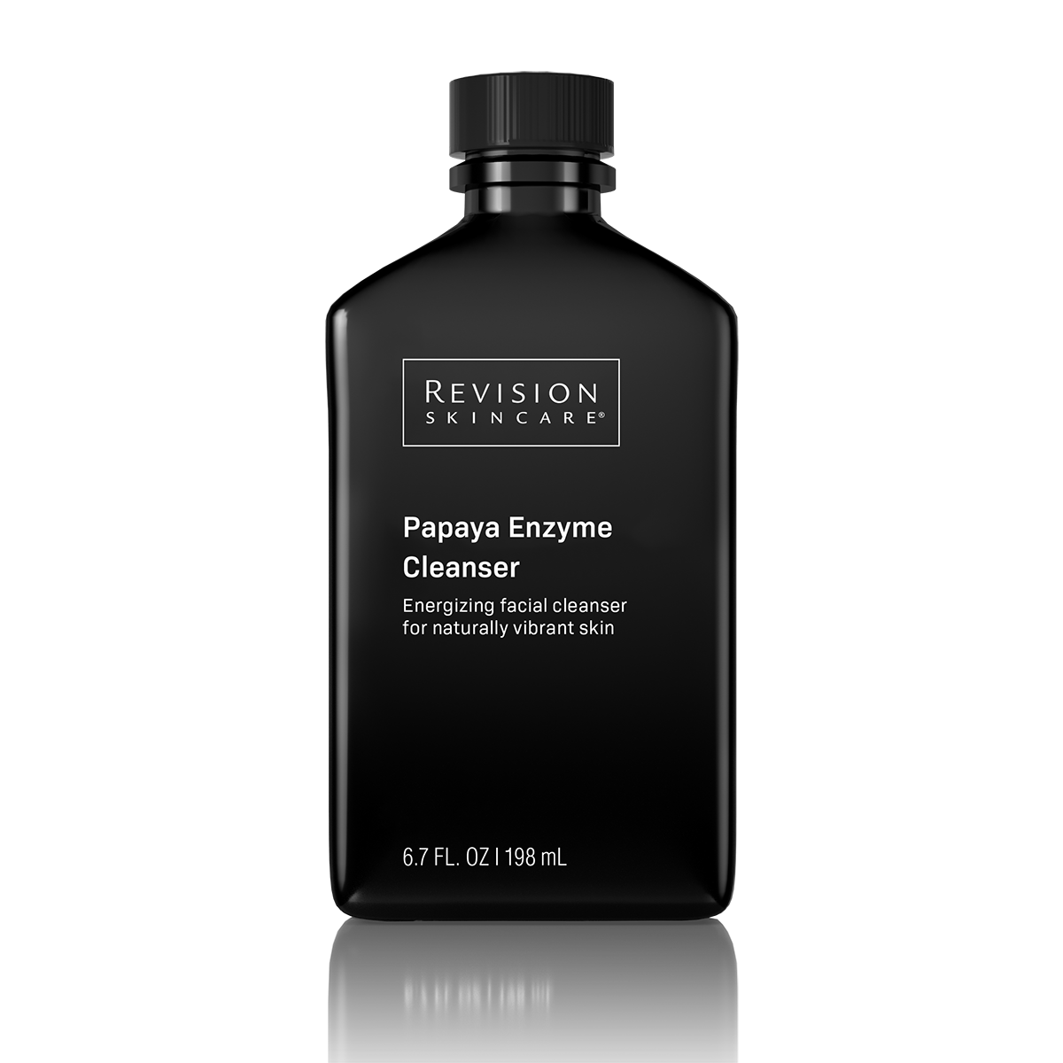 Black bottle of Revision Skincare Papaya Enzyme Cleanser on a white background