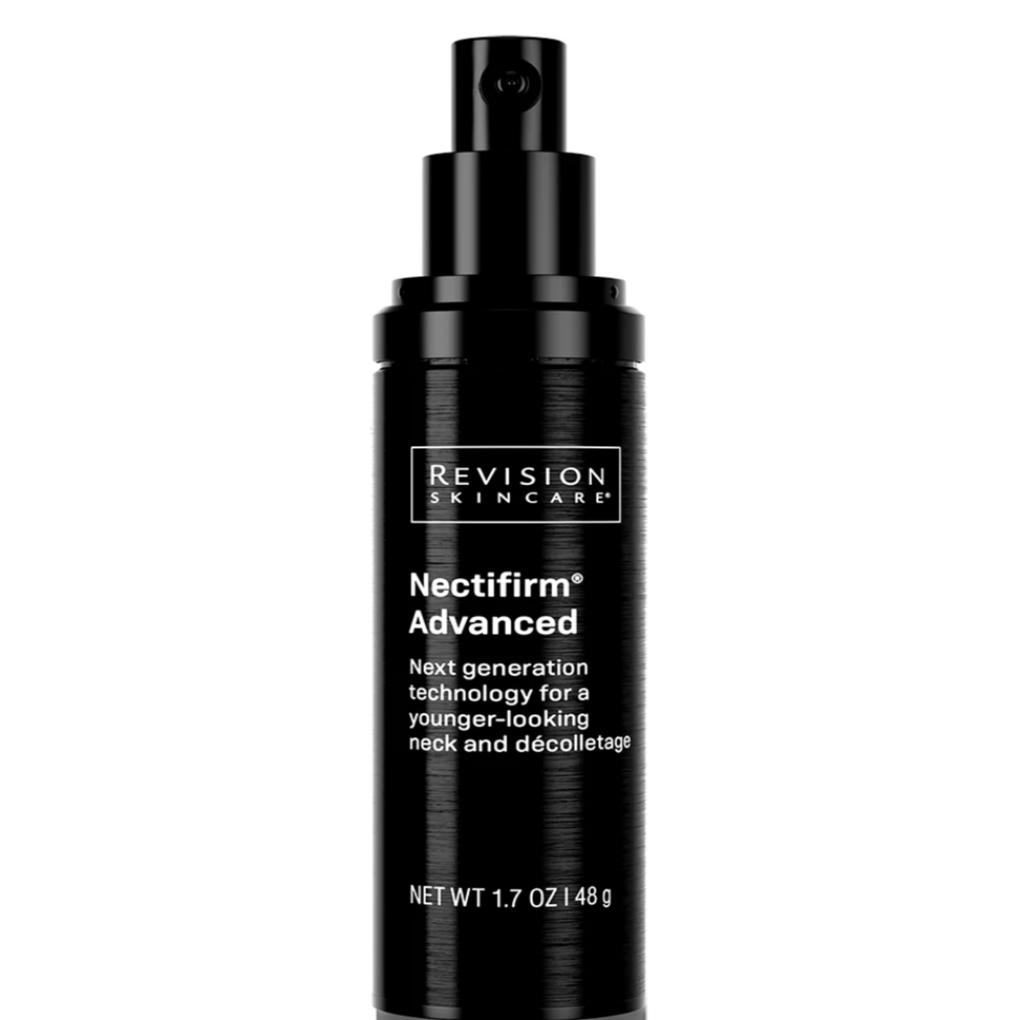A black pump bottle of Revision Nectifirm ADVANCED skincare product.