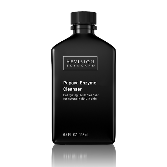 Black bottle of Revision Skincare Papaya Enzyme Cleanser on a white background